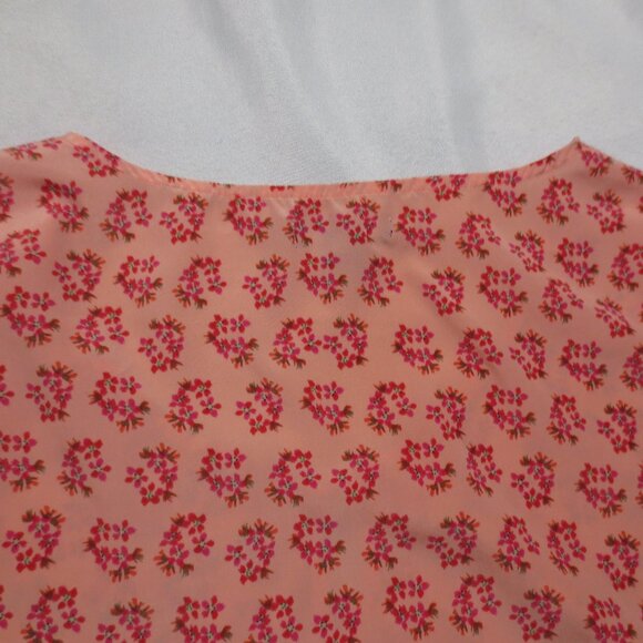 OLD NAVY womens BLOUSE top CORAL floral PINK cap sleeve SOFT polyester SIZE M - Picture 9 of 10